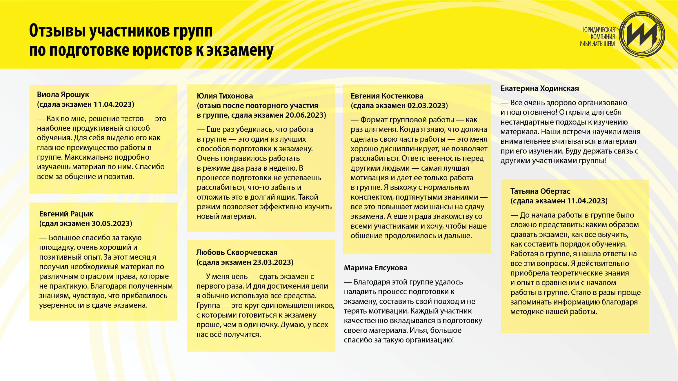 Отзыв участника группы подготовки к экзамену в Минюсте 1
